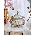 Шкатулка с крышкой из голубого фарфора с риунком птиц и цветов Blue Garden варинант исполнения - 3 | Loft Concept в Сочи