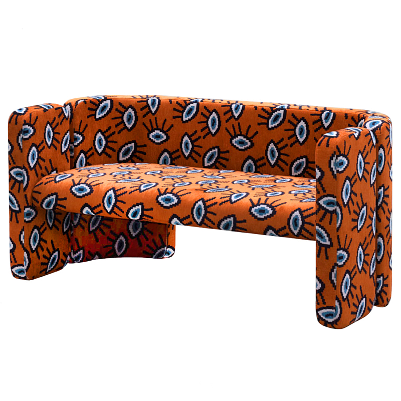 Акцентный Двухместный Диван Leela Оранжевый Орнамент Оранжевый в Сочи | Loft Concept 