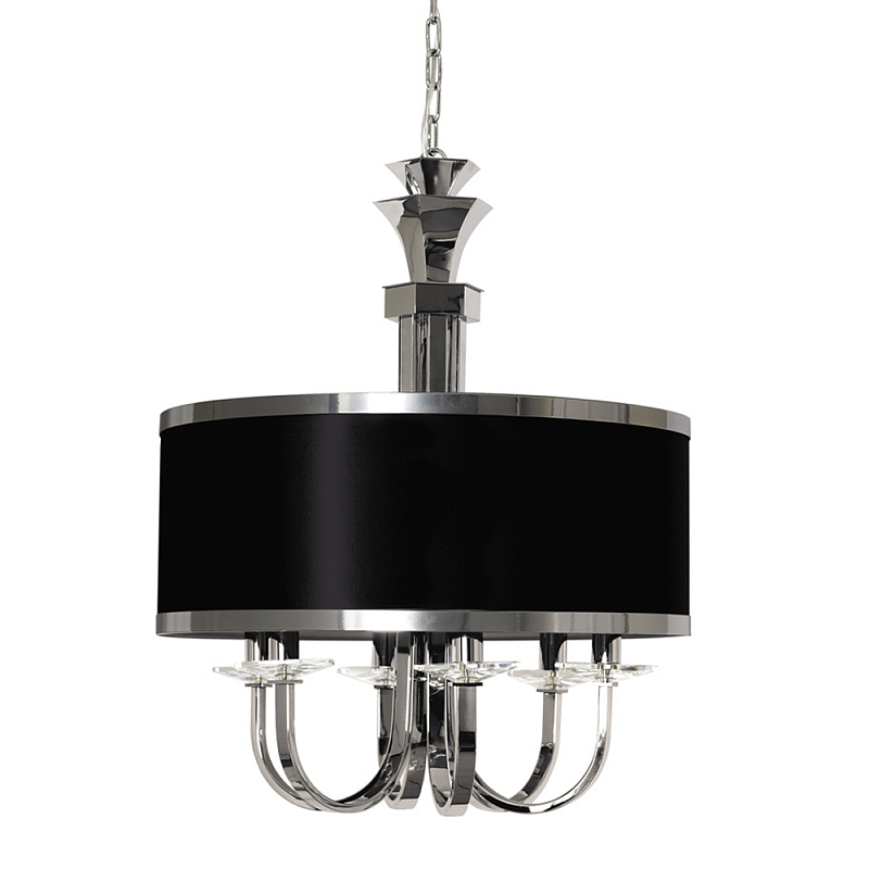 Люстра подвесная круглая с черным абажуром и чашей крепления в форме многогранника Natural Concepts Хром Сталь Золотой в Сочи | Loft Concept 