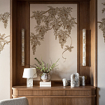 Обои с вышивкой ручной работы Deco Wisteria ﻿Midas colourway on Liso Pearl wool sateen варинант исполнения - 4 | Loft Concept в Сочи