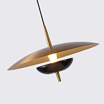 Подвесной светильник с золотым металлическим плафоном округлой формы и декоративным элементом из чёрного мрамора Midnight Grace  варинант исполнения - 2 | Loft Concept в Сочи