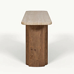 Консоль с овальной столешницей и фактурным деревянным основанием Enzo варинант исполнения - 1 | Loft Concept в Сочи