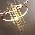 Люстра подвесная с 2-мя круглыми подвесами в черном и золотистом цвете и вертикальными подвесками Ring Horizontal варинант исполнения - 3 | Loft Concept в Сочи