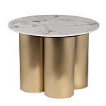 Стол журнальный круглый керамогранит белый Keramos варинант исполнения - 1 | Loft Concept в Сочи