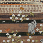 Обои ручная роспись The Art of Learning and Steps for the Flowers by Teo Yang Special Colourway on purple painted Xuan paper варинант исполнения - 2 | Loft Concept в Сочи