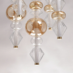 Люстра с плафонами из прозрачного и янтарного стекла в виде шаров и ромбов Gabriel Scott Luna варинант исполнения - 10 | Loft Concept в Сочи