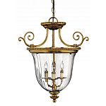 Люстра подвесная цвета латунь с прозрачным стеклянным плафоном и тремя лампами в классическом стиле на цепи Hinkley варинант исполнения - 1 | Loft Concept в Сочи