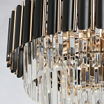 Люстра из черного металла с многоярусными подвесками из прозрачного хрусталя на золотой цепи Empire Black Chandelier Crystal варинант исполнения - 5 | Loft Concept в Сочи