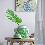 Ваза с зелёными листьями и крышкой Vase Green Leaves варинант исполнения - 1 | Loft Concept в Сочи