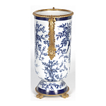 Ваза с бронзовыми ручками и синим цветочным узором Blue & White Ornament варинант исполнения - 3 | Loft Concept в Сочи