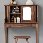 Туалетный стол деревянный с ящиком и зеркалом Moon Walnut Furniture варинант исполнения - 5 | Loft Concept в Сочи