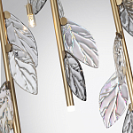 Люстра с золотистыми трубками и прозрачными стеклянными листьями на подвесах Sylva  варинант исполнения - 7 | Loft Concept в Сочи