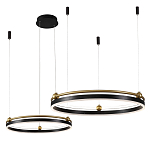 Люстра подвесная с двумя кольцами черного и золотого цвета Ring Horizontal варинант исполнения - 2 | Loft Concept в Сочи
