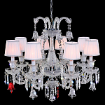 Люстра с 8-ю белыми текстильными абажурами и хрустальными подвесками Lustre Reverie варинант исполнения - 1 | Loft Concept в Сочи