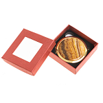 Зеркало карманное складное круглое из натурального камня Оникс в подарочной упаковке Gold Stone Mirrors варинант исполнения - 3 | Loft Concept в Сочи