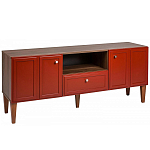 ТВ-тумба красная из массива бука с 2-мя дверками и ящиком Wenge Light варинант исполнения - 1 | Loft Concept в Сочи