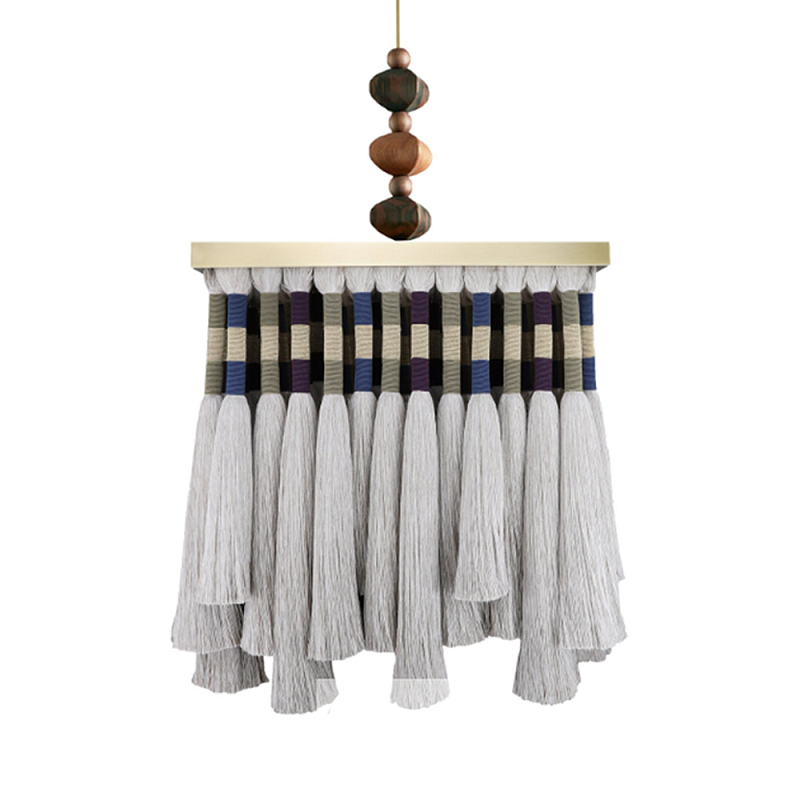 Люстра квадратная плетеная с бахромой Wicker Square Chandelier with Tassels Мульти Люстра квадратная плетеная с бахромой Wicker Square Chandelier with Tassels Мульти в Сочи | Loft Concept
