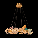 Люстра круглая на золотом каркасе с птичками и цветочным декором Miscellaneous herbs варинант исполнения - 1 | Loft Concept в Сочи