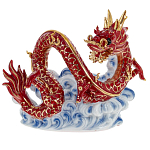 Декоративная фарфоровая статуэтка Китайский дракон на облаке Красный варинант исполнения - 1 | Loft Concept в Сочи