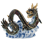 Декоративная фарфоровая статуэтка Китайский дракон на облаке Зеленый варинант исполнения - 1 | Loft Concept в Сочи