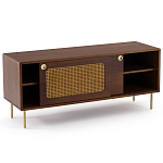 ТВ-тумба из ореха с плетеным декором Eland Wooden Wicker TV Stand варинант исполнения - 2 | Loft Concept в Сочи