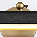 Светильник для картин цвет винтажная латунь с прямоугольным плафоном из кожи черного цвета Alora варинант исполнения - 5 | Loft Concept в Сочи