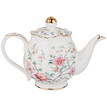 Чайник из фарфора белый с цветочным принтом Flower Porcelain Collection варинант исполнения - 1 | Loft Concept в Сочи