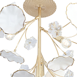 Потолочный светильник с золотыми ветвями и белыми лепестками на круглом рельефном основании Wintery flovers варинант исполнения - 2 | Loft Concept в Сочи