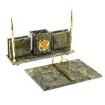 Настольный письменный набор из змеевика с гербом России Successful Leader варинант исполнения - 3 | Loft Concept в Сочи