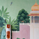 Обои ручная роспись Mahal Garden Original colourway on blue painted Xuan paper варинант исполнения - 3 | Loft Concept в Сочи