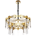 Двухъярусная люстра с прямоугольными хрустальными плафонами Glass Rectangles Gold Chandelier 76 варинант исполнения - 2 | Loft Concept в Сочи