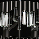 Люстра круглая из матового черного металла с подвесками из прозрачных стеклянных трубок Noir Tubes варинант исполнения - 8 | Loft Concept в Сочи