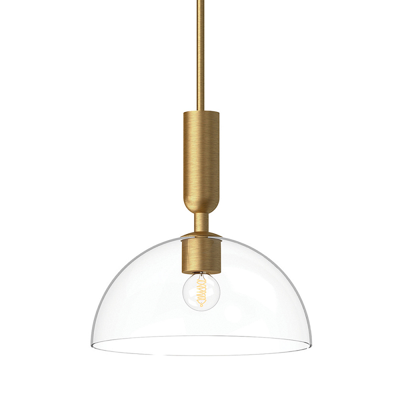 Подвесной светильник с прозрачным полусферическим стеклянным плафоном Alora Mood  Прозрачное Стекло Золотой в Сочи | Loft Concept 