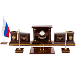 Настольный письменный набор с часами и визитницами из природного камня обсидиана Royal Present варинант исполнения - 1 | Loft Concept в Сочи