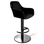 Барный стул вращающийся со спинкой и подлокотниками Douglas Rhombus Черный Велюр варинант исполнения - 1 | Loft Concept в Сочи