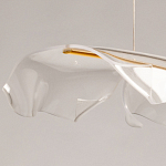 Люстра линейная с 3-мя белыми волнистыми плафонами Wave Line варинант исполнения - 8 | Loft Concept в Сочи