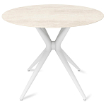 Стол обеденный с круглой столешницей из керамики на четырех белых ножках Sand Ceramics варинант исполнения - 1 | Loft Concept в Сочи