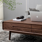 Кофейный стол из массива дерева с выдвижными ящиками Coffee Walnut Table варинант исполнения - 5 | Loft Concept в Сочи