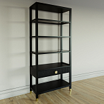 Стеллаж Elsa Dreams Black со стеклянными полками и ящиком варинант исполнения - 1 | Loft Concept в Сочи