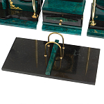 Настольный письменный набор из змеевика тёмно-зелёного цвета с декором в виде орла Successful Leader варинант исполнения - 4 | Loft Concept в Сочи