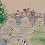 Обои ручная роспись Promenade Special Colourway on pink painted Xuan paper варинант исполнения - 1 | Loft Concept в Сочи