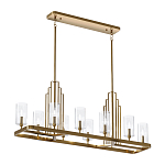 Люстра прямоугольная цвета латунь с прозрачными рифлеными цилиндрическими плафонами Kichler варинант исполнения - 2 | Loft Concept в Сочи