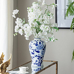 Ваза с бело-синей росписью и изображением цветов Blue & White Ornament варинант исполнения - 4 | Loft Concept в Сочи