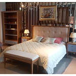 Кровать из массива бука с мягким изголовьем Tasteful Furniture варинант исполнения - 2 | Loft Concept в Сочи