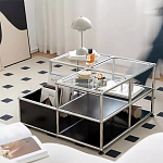 Дизайнерский журнальный стол квадратный с полками Akydy варинант исполнения - 1 | Loft Concept в Сочи