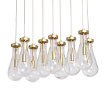 Люстра с 9-ю прозрачными стеклянными плафонами в форме капли Lucid Rain  варинант исполнения - 1 | Loft Concept в Сочи