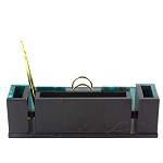 Настольный письменный набор из змеевика с часами и календарницей Successful Leader варинант исполнения - 3 | Loft Concept в Сочи