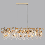 Люстра линейная с подвесками в форме монеток и золотистыми круглыми элементами из металла в виде лепестков FAIRYTREE Light варинант исполнения - 4 | Loft Concept в Сочи