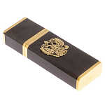 Флешка на 16 гб с декоративной металлической вставкой Герба РФ из натурального камня Обсидиан Черный Stone Flash Drive варинант исполнения - 1 | Loft Concept в Сочи