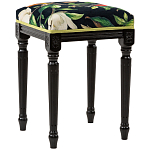 Банкетка из натурального бука черная с изображением птиц и цветов Blooming Birds2 варинант исполнения - 3 | Loft Concept в Сочи